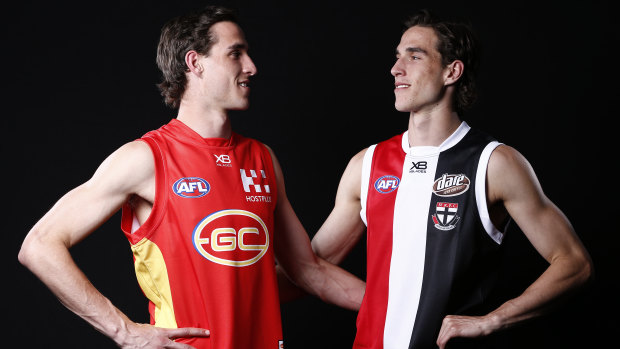 Mirror image: Max King (right) with twin brother Ben King, who was drafted to Gold Coast.