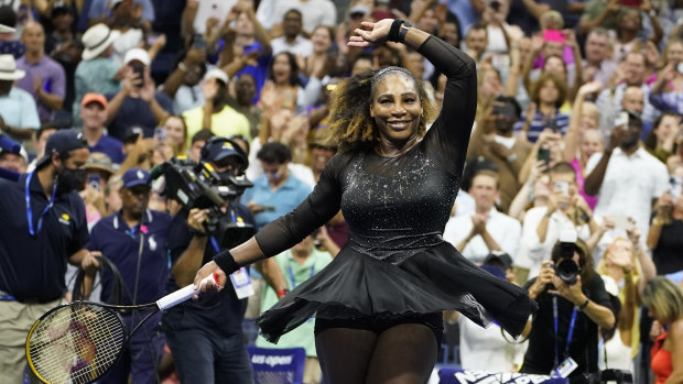 Serena Williams after winning first round match 6-3, 6-3. 