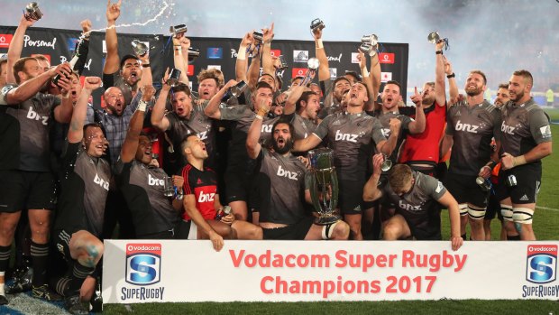 Reigning champions: The Crusaders celebrate after winning the 2017 Super Rugby final against the Lions at Ellis Park. The Christchurch franchise has managed to win the competition across different formats.