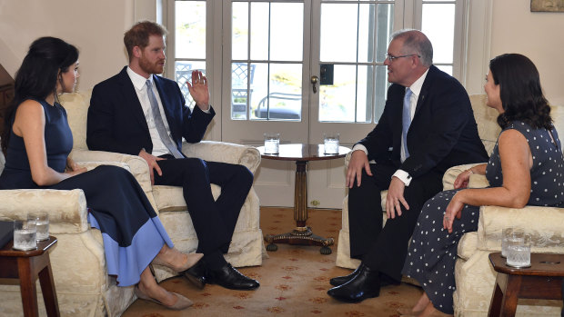 The Duke and Duchess of Sussex meet with Prime Minister Scott Morrison and his wife Jenny.