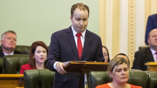 Stretton MP Duncan Pegg announces his cancer diagnosis to the Queensland Parliament.