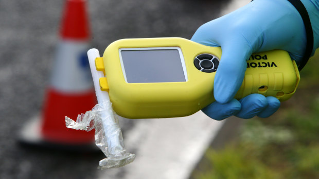 A Victoria Police breath testing device.