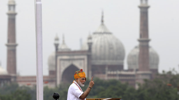 Modi gave the annual Independence Day address from the historic Red Fort in New Delhi as an unprecedented security lockdown kept people in Indian-administered Kashmir indoors for an eleventh day. 