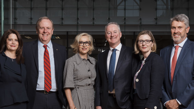 Nine board members (from left): Catherine West, Peter Costello, Janette Kendall, Hugh Marks, Samantha Lewis and David Gyngell. 