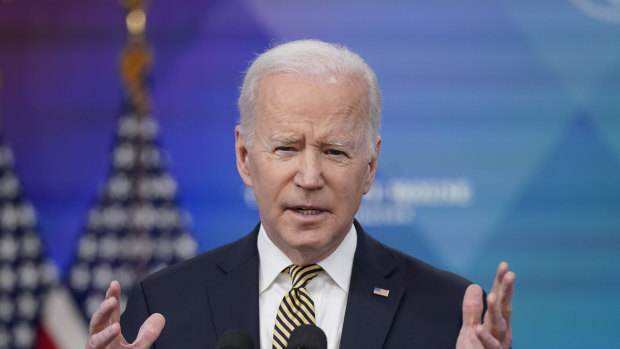 US President Joe Biden said there was a “clear sign” Russian President Vladimir Putin was considering the use of chemical and biological weapons.