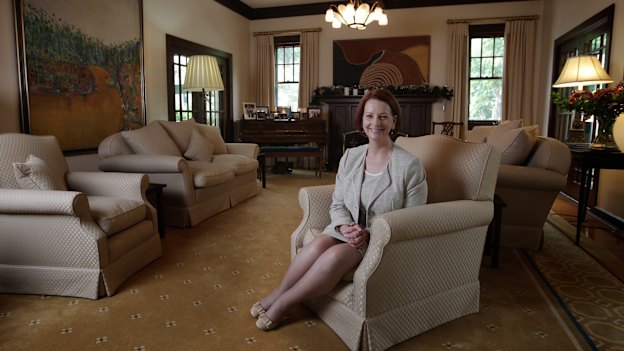 Julia Gillard in the drawing room of The Lodge, 2012.