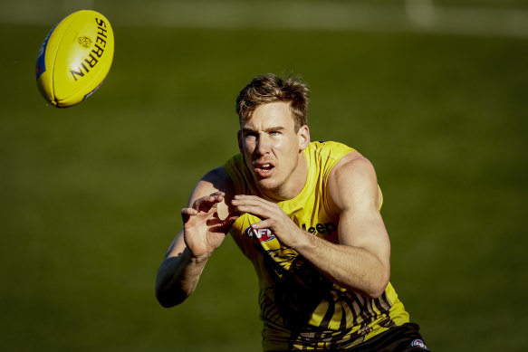 Tom Lynch trains with the Tigers this week ahead of his return. 