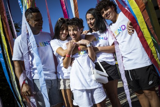 George, centre, with his family before Pride March.