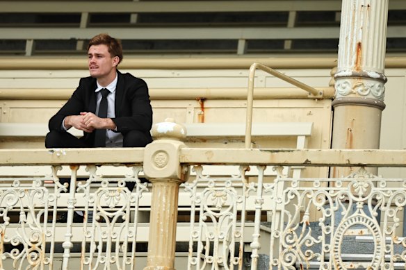 Bulldogs half Lachlan Galvin at Randwick Racecourse earlier this year.