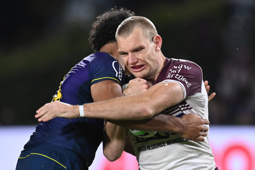 Hounded all night ... Manly superstar Tom Trbojevic.