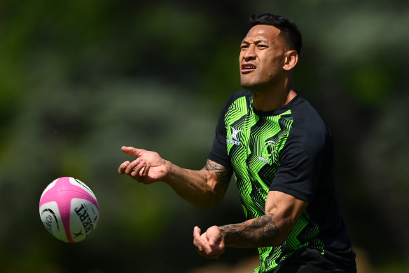 Israel Folau at a World XV training session.