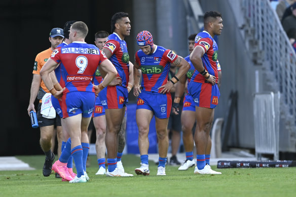 Kalyn Ponga hurt himself in Newcastle’s loss to the Bulldogs on Sunday.