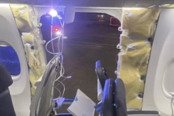 A blown-out panel on Alaska Airlines Boeing 737 Max 9 flight 1282.