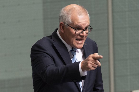 Scott Morrison defends himself during the censure motion.