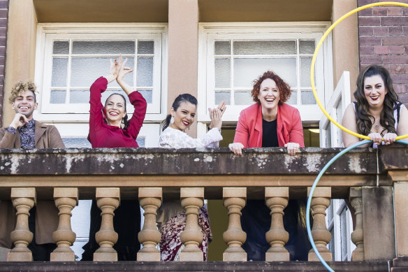 Sydney Fringe Festival director, Kerri Glasscock, second from right, is pictured with some of the performers. The fringe runs for six weeks from August 16.