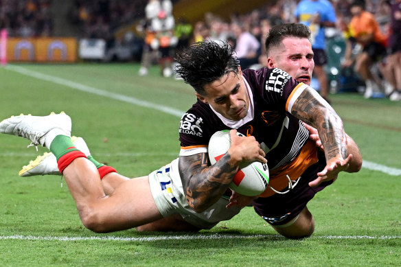 Jesse Arthars, here scoring a try against the Rabbitohs, seems to have locked up the other flank.