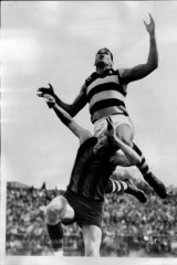 Farmer leaps for a mark in 1967.