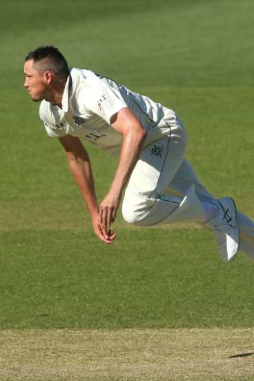 Chris Tremain sends one down for Victoria.