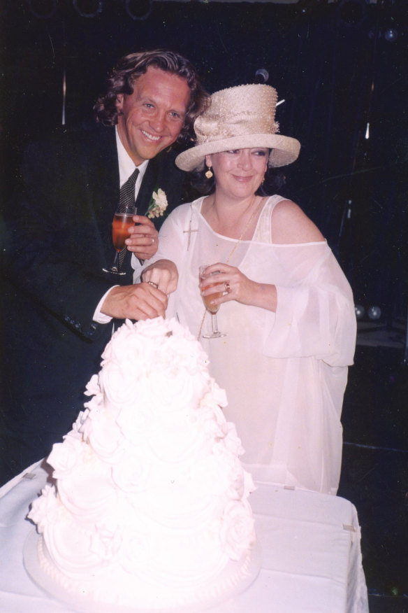 Wendy Harmer and Brendan Donohoe on their wedding day.