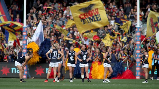 More than 50,000 fans packed into Adelaide Oval for the 2019 AFLW grand final.