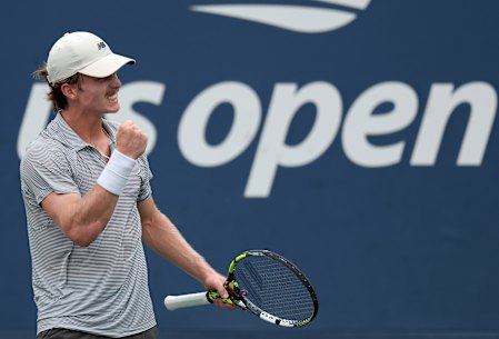 Dane Sweeny is through to the second round after Corentin Moutet retired.