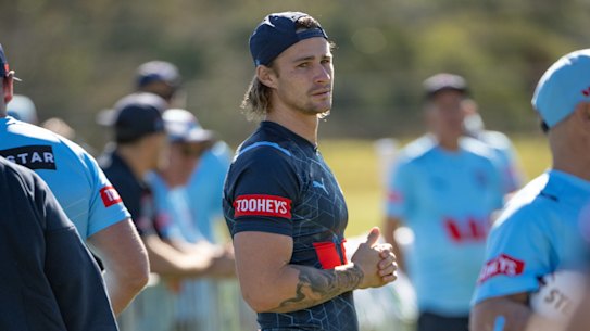Niocho Hynes was a spectator during the Blues’ first training session.