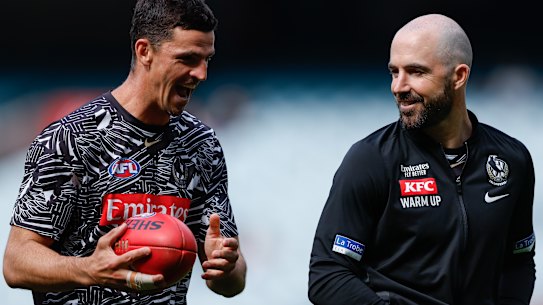 Scott Pendlebury and Steele Sidebottom: Collingwood’s only dual premiership players since the 1950s.