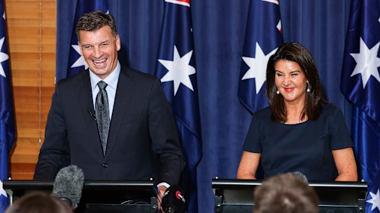Liberal leader Angus Taylor and deputy Jane Hume.