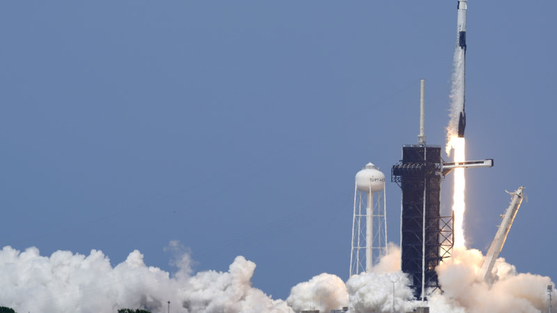 `Back in the game': SpaceX ship blasts off with 2 astronauts