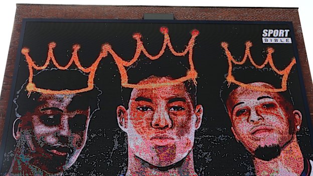 A new mural in Manchester celebrating Marcus Rashford, Jadon Sancho and Bukayo Saka. 
