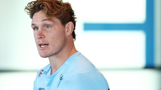 Michael Hooper speaking to media ahead of his final game in Sydney.