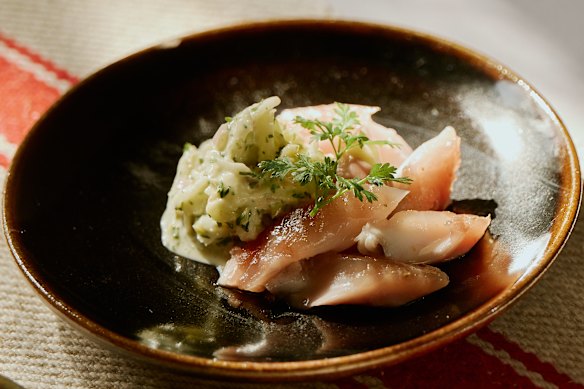 Smoked blue mackerel with daikon remoulade at Tedesca Osteria.