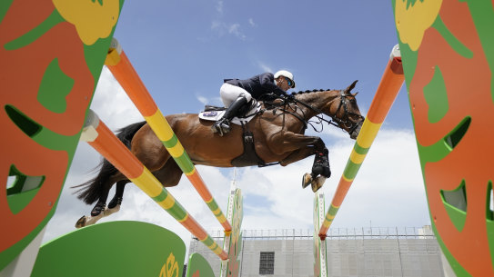Andrew Hoy riding Bloom Des Hauts Crets during the Olympic equestrian test event in Tokyo last August.