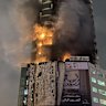 A fire breaks out in a building targeted by Iranian unmanned aerial vehicles in Manama, the capital of Bahrain.