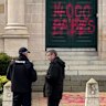 The graffiti discovered at WA parliament house on Friday morning.