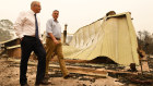 Prime Minister Scott Morrison and Darren Chester MP tour fire destruction in Victoria.