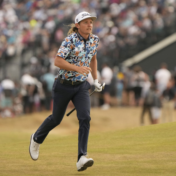 Cameron Smith tries to watch his ball during his The Open triumph at St Andrews.