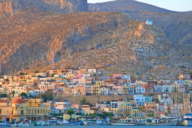 The port town of Pothia, Kalymnos. In the past, the region’s sponge-diving work meant a large proportion of the island’s men were away for up to nine months of the year. 