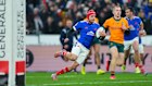 Louis Bielle-Biarrey of France scores his team’s third try during the match between France and Australia at Stade de France in Paris.