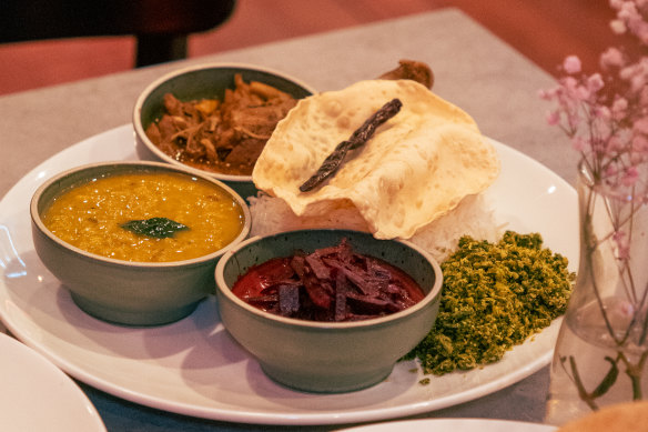 The rice and curry lunch special at Hop &amp; Spice. 