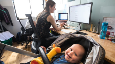 At first, Chatterton was worried about what other workers would think but having a baby in the office boosts morale. 
