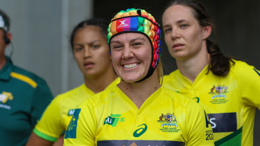 Sharni Williams will wear special rainbow headgear at the Tokyo Olympics. 