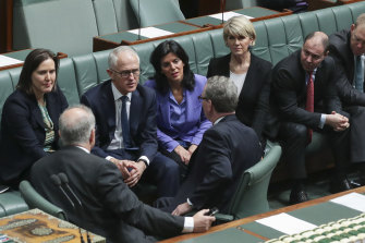 Julia Banks with her colleagues in Parliament in 2018.