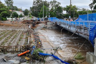 February’s floods affected the Gresham Street bridge worksite.