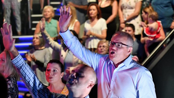 Prime Minister Scott Morrison at Horizon Church on Easter Sunday.
