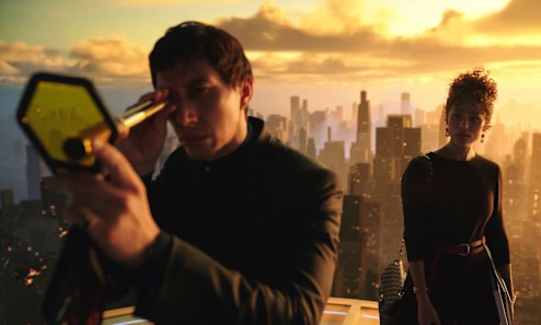 Adam Driver and Nathalie Emmanuel in Megalopolis.