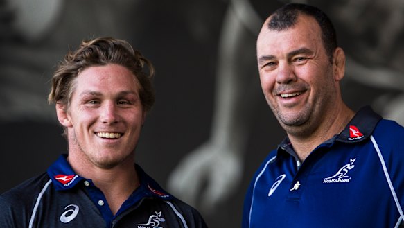 'I was a bit surprised': Michael Cheika, right, responds to an audacious claim from New Zealand coach Steve Hansen. 