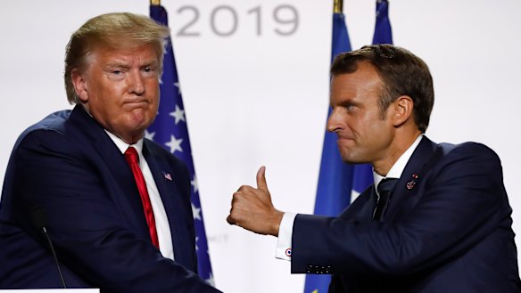 Donald Trump and Emmanuel Macron on the final day of the G7 summit.