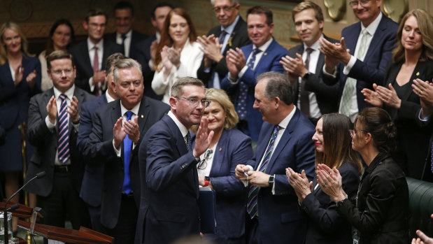 Former NSW premier Dominic Perrottet after his valedictory speech to parliament.