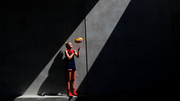 From round to oval: Shae Sloane has switched her role as Australian volleyball captain for the AFLW.